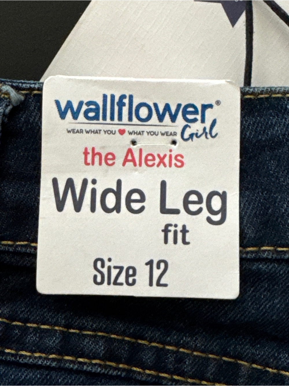 Wallflower Dark Blue Wide Leg Jeans with Studded Cuffs - Picture 4 of 5